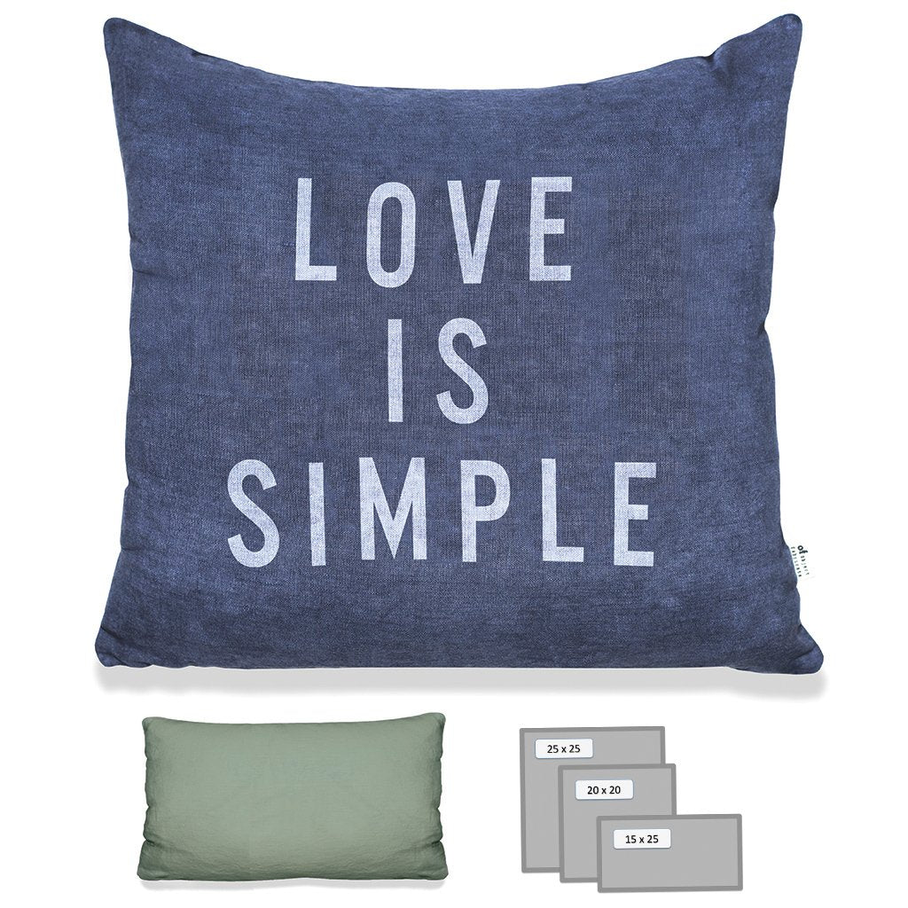LOVE IS SIMPLE PILLOW IN HEAVY METAL BLUE