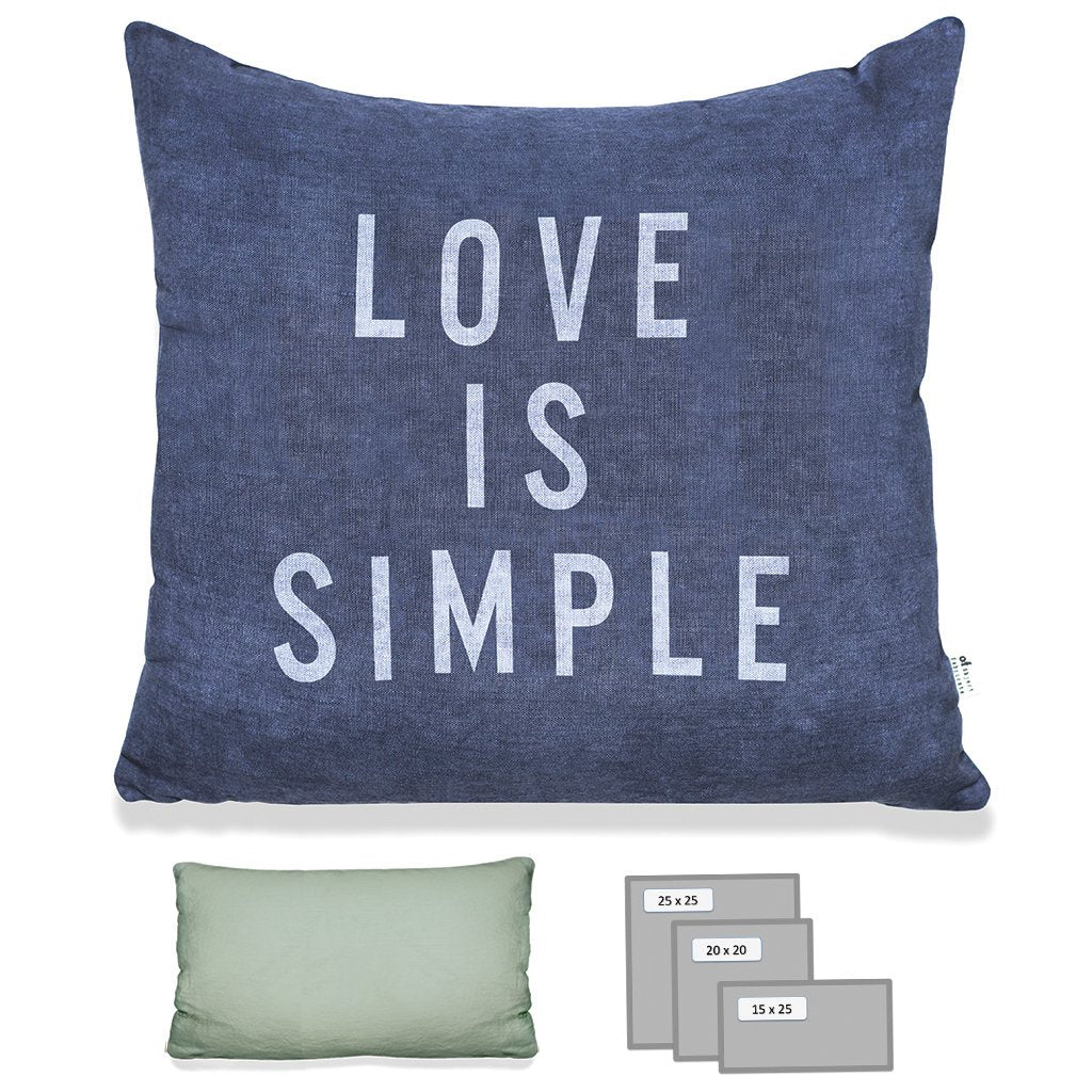 LOVE IS SIMPLE PILLOW IN HEAVY METAL BLUE