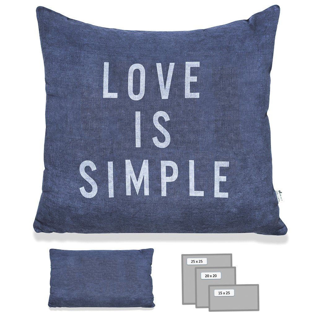 LOVE IS SIMPLE PILLOW IN HEAVY METAL BLUE