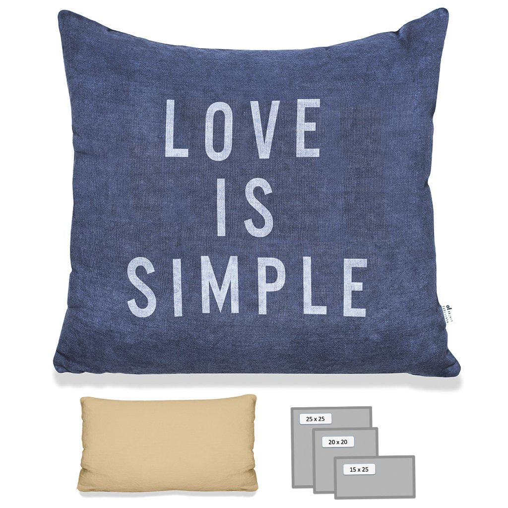 LOVE IS SIMPLE PILLOW IN HEAVY METAL BLUE