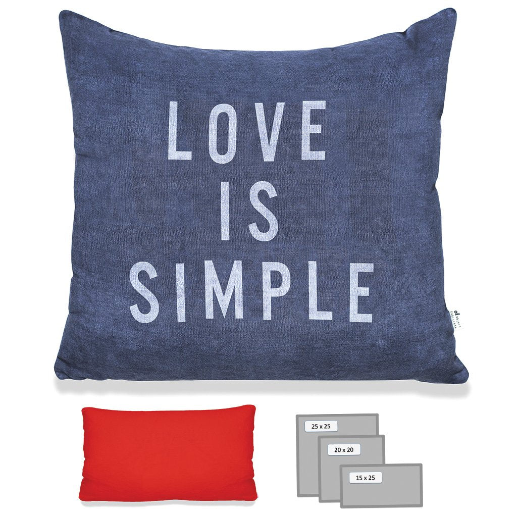 LOVE IS SIMPLE PILLOW IN HEAVY METAL BLUE