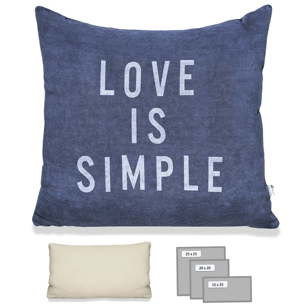 LOVE IS SIMPLE PILLOW IN HEAVY METAL BLUE