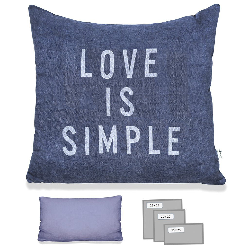 LOVE IS SIMPLE PILLOW IN HEAVY METAL BLUE