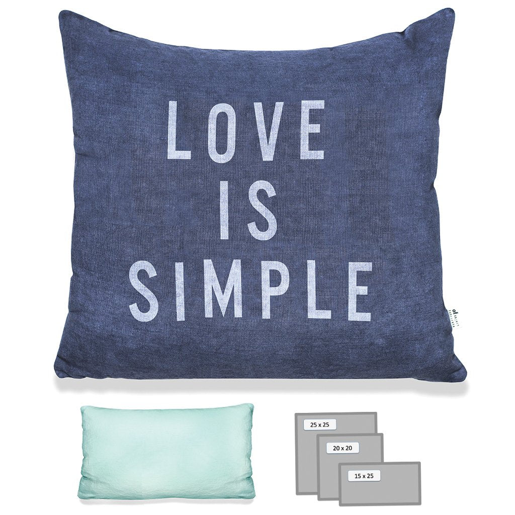 LOVE IS SIMPLE PILLOW IN HEAVY METAL BLUE