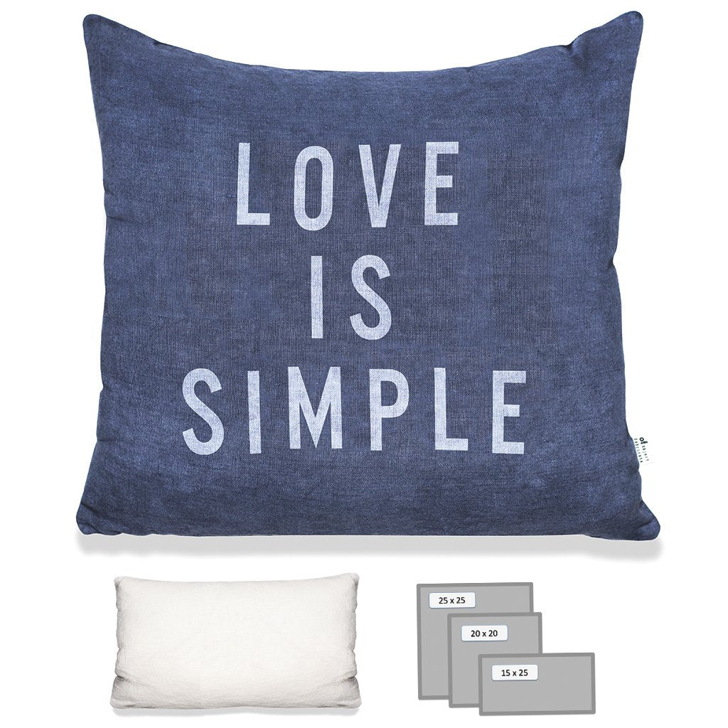 LOVE IS SIMPLE PILLOW IN HEAVY METAL BLUE