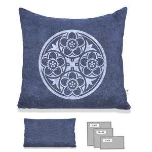 Swedish Flower Pillow in Heavy Metal Blue