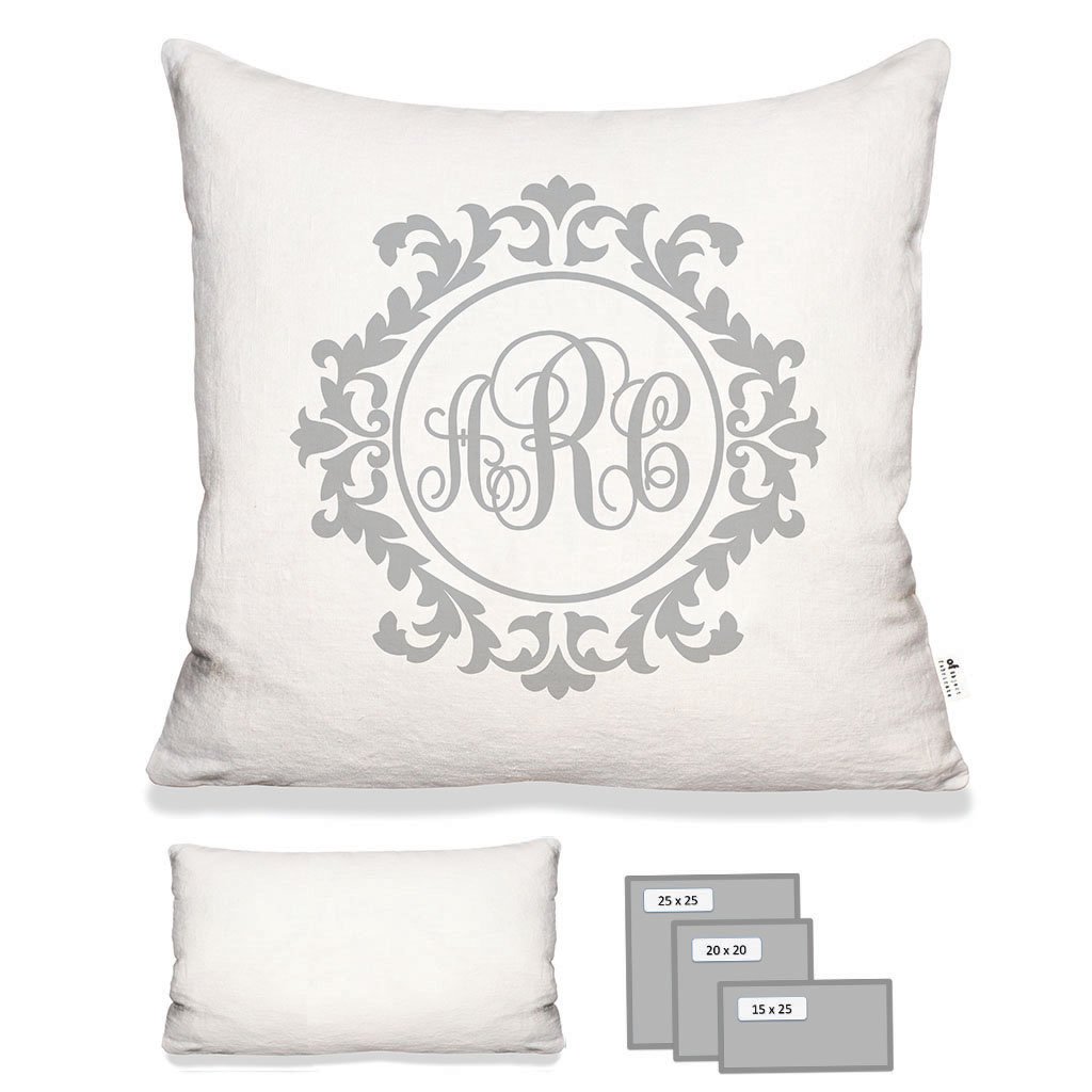 Fancy Monogram Pillow in White