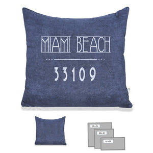 Miami Beach Pillow in Heavy Metal Blue