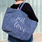 Linen Tote Bag - JUST LOVE