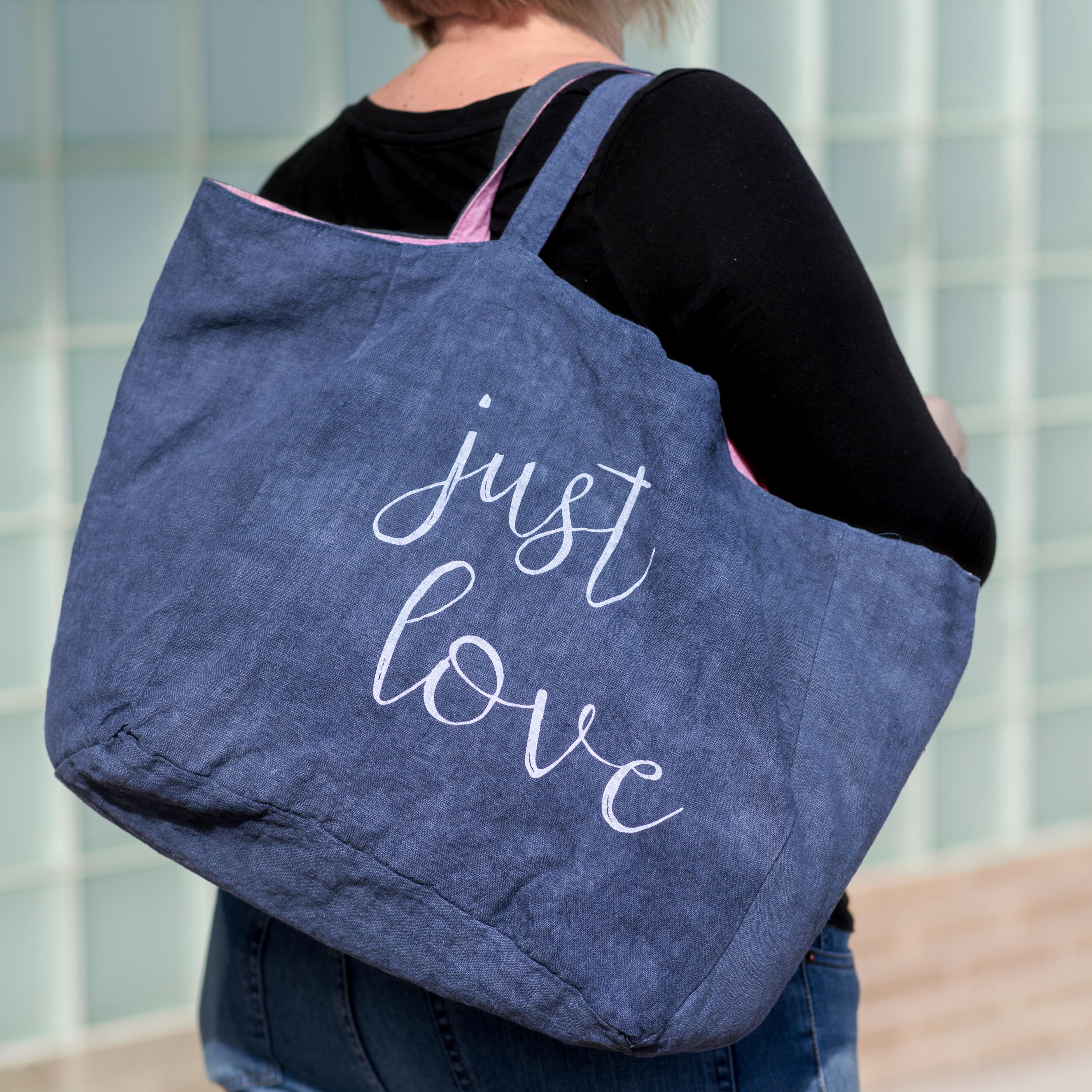 Linen Tote Bag - JUST LOVE