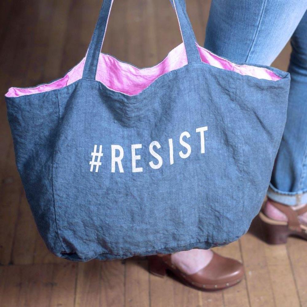 Linen Tote Bag - #RESIST