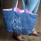 Linen Tote Bag - JUST LOVE