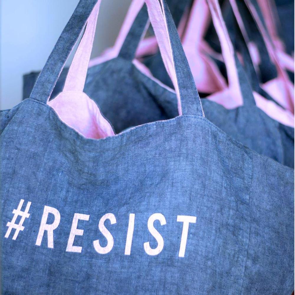 Linen Tote Bag - #RESIST
