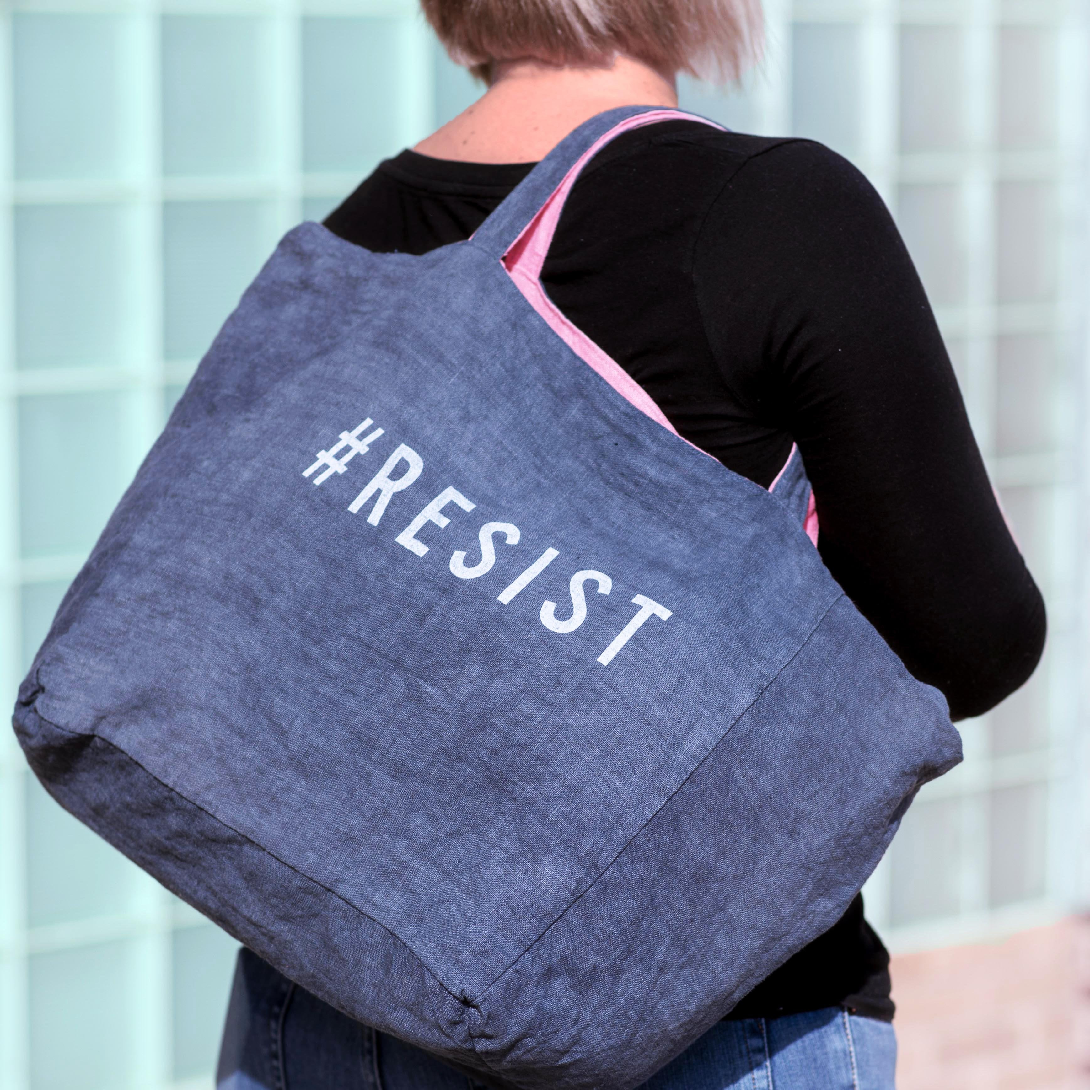 Linen Tote Bag - #RESIST