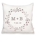 Wedding Wreath Monogram Pillow in White