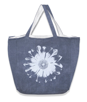 Flower Tote Bag in Heavy Metal Blue