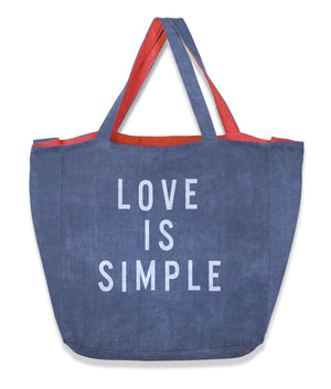 LOVE IS SIMPLE - Heavy Metal Blue Tote Bag