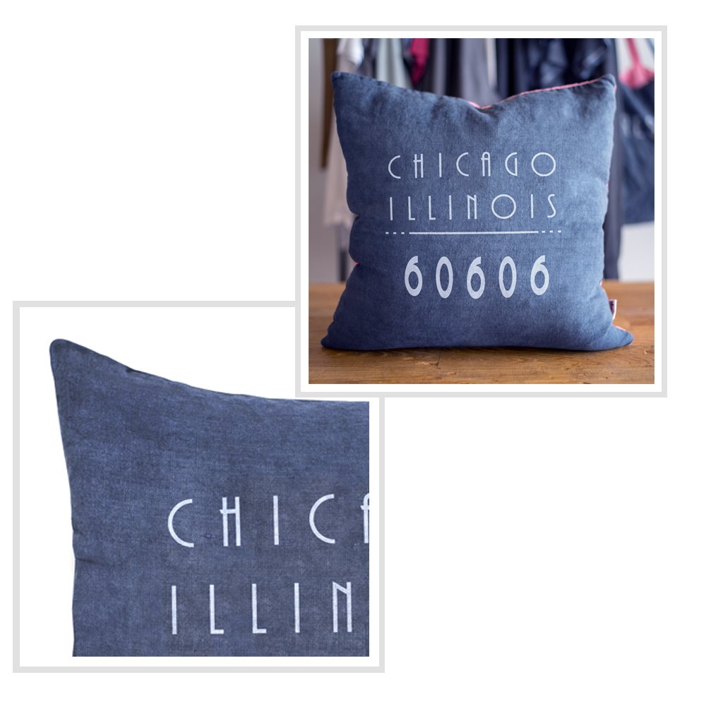 Chicago Pillow in Heavy Metal Blue