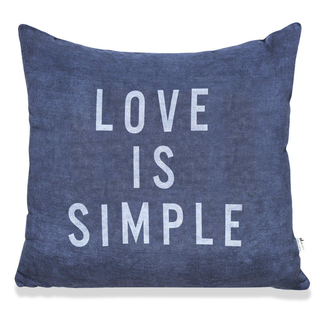 LOVE IS SIMPLE PILLOW IN HEAVY METAL BLUE