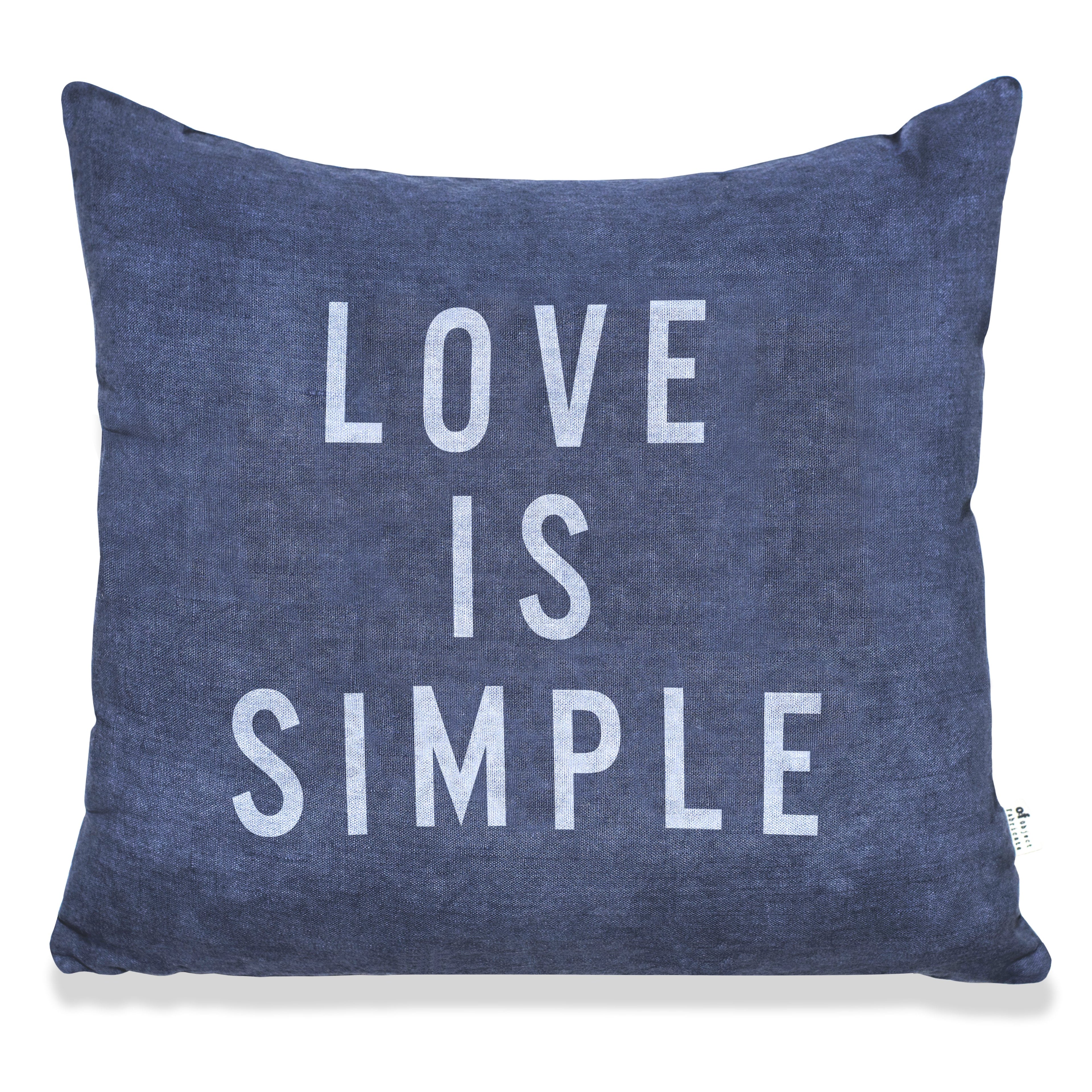 LOVE IS SIMPLE PILLOW IN HEAVY METAL BLUE