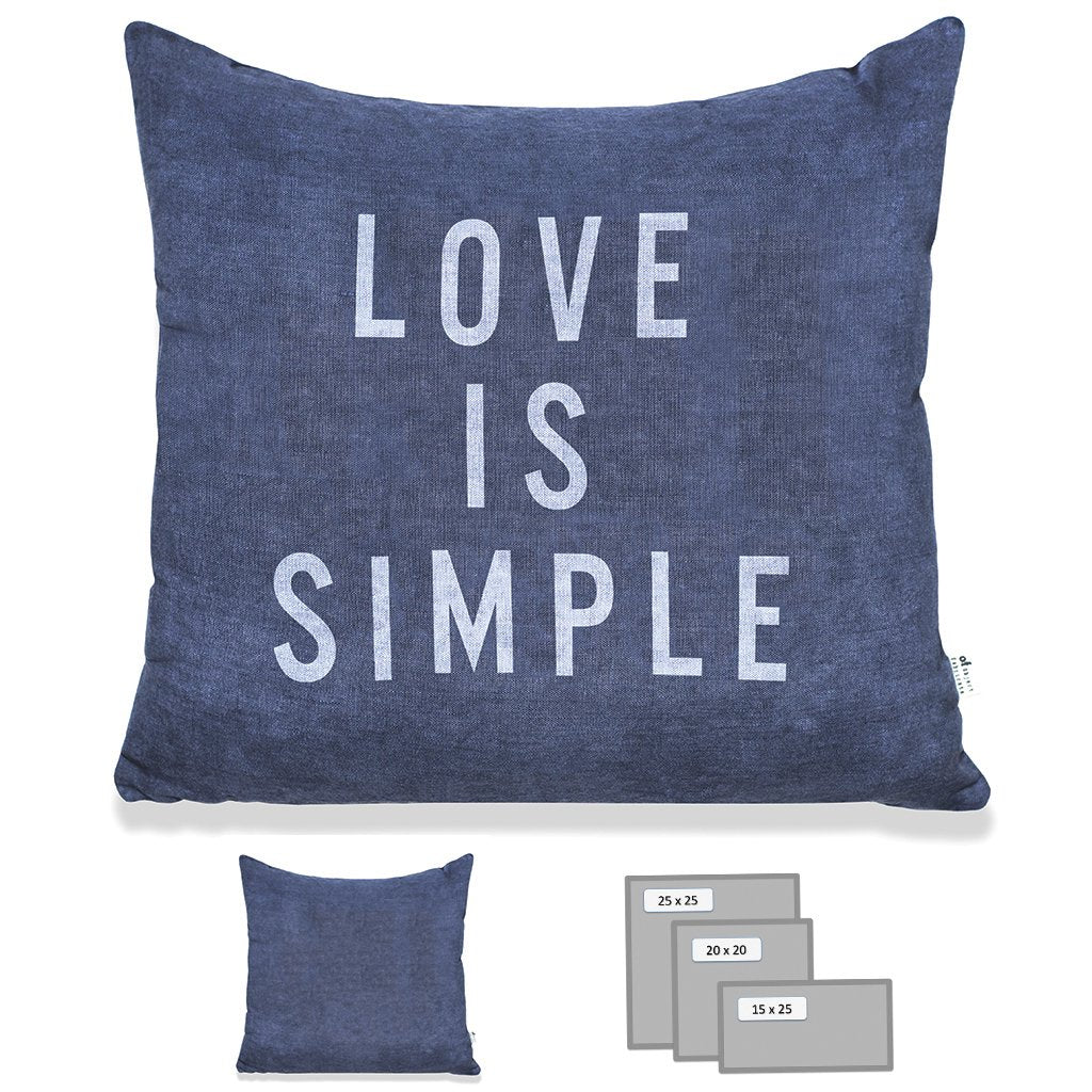 LOVE IS SIMPLE PILLOW IN HEAVY METAL BLUE