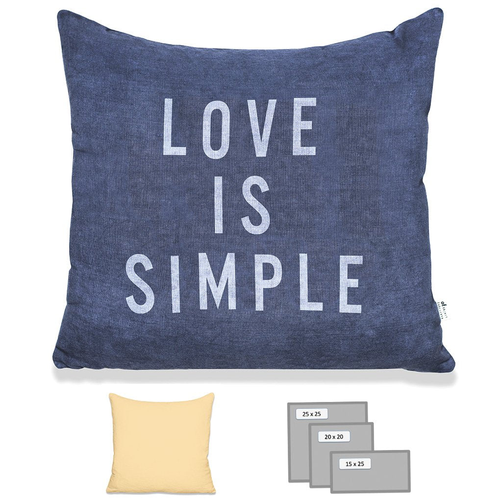 LOVE IS SIMPLE PILLOW IN HEAVY METAL BLUE
