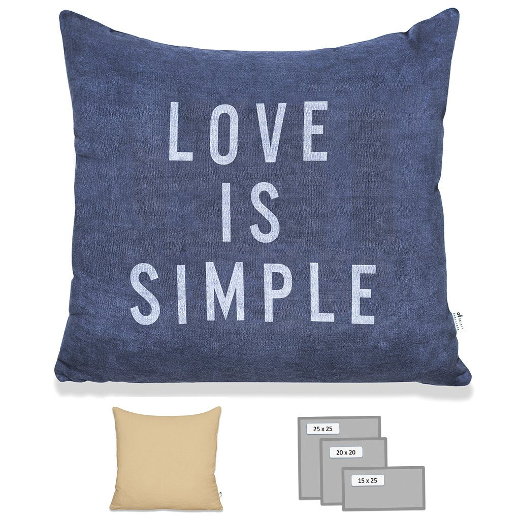 LOVE IS SIMPLE PILLOW IN HEAVY METAL BLUE