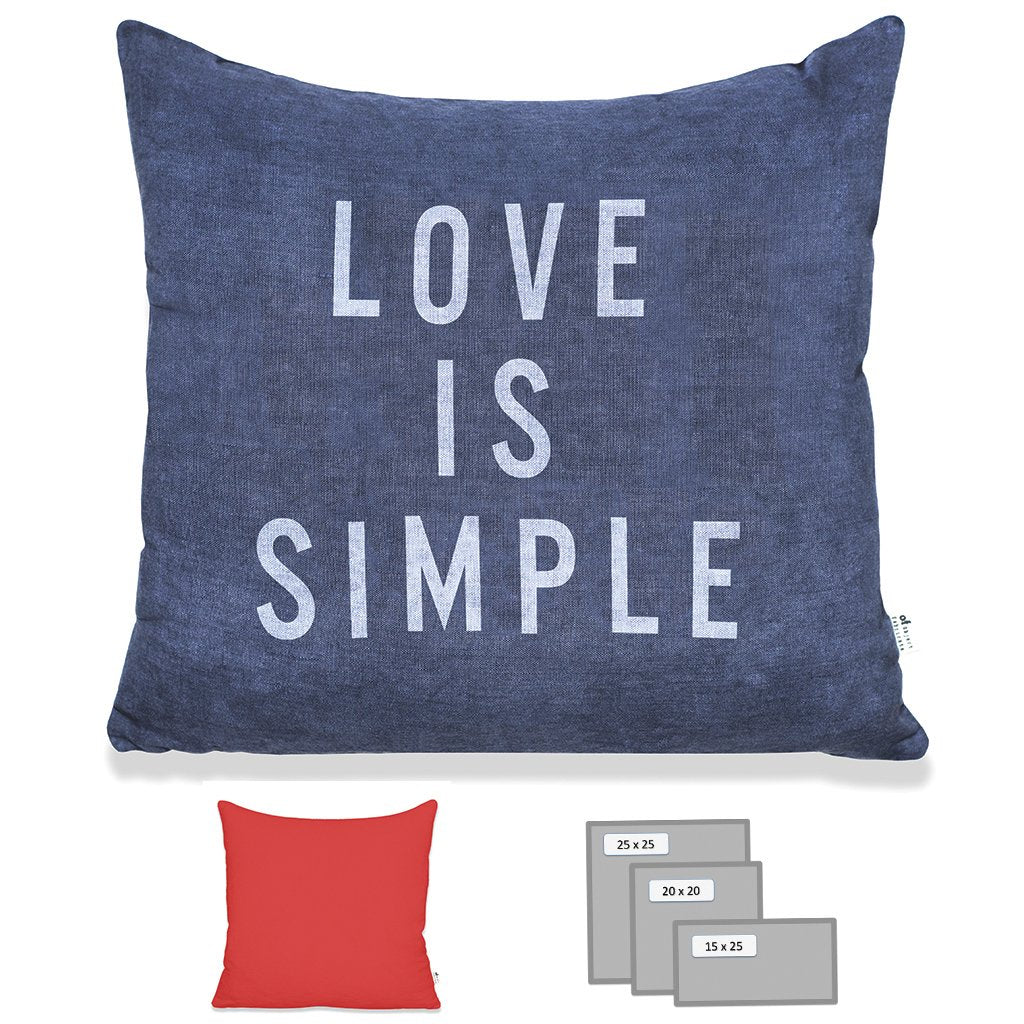 LOVE IS SIMPLE PILLOW IN HEAVY METAL BLUE
