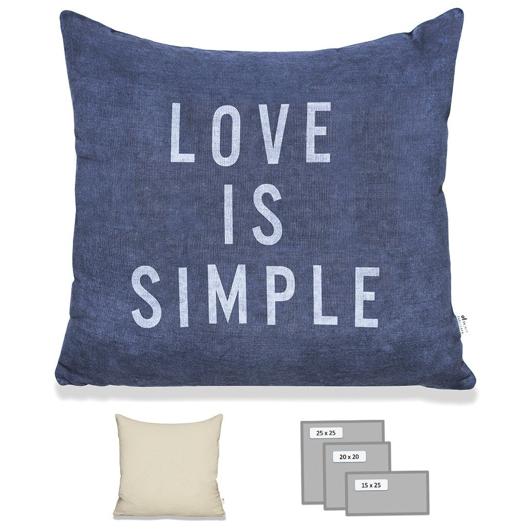 LOVE IS SIMPLE PILLOW IN HEAVY METAL BLUE
