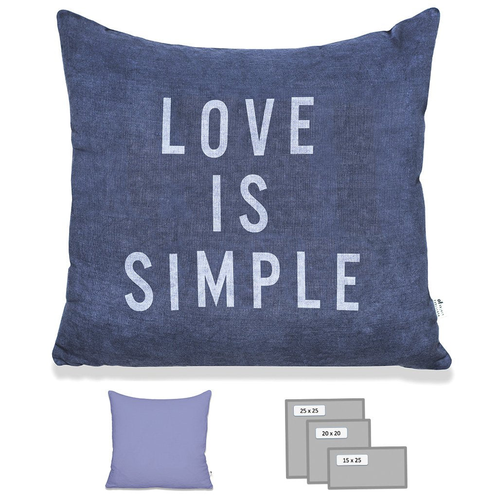 LOVE IS SIMPLE PILLOW IN HEAVY METAL BLUE
