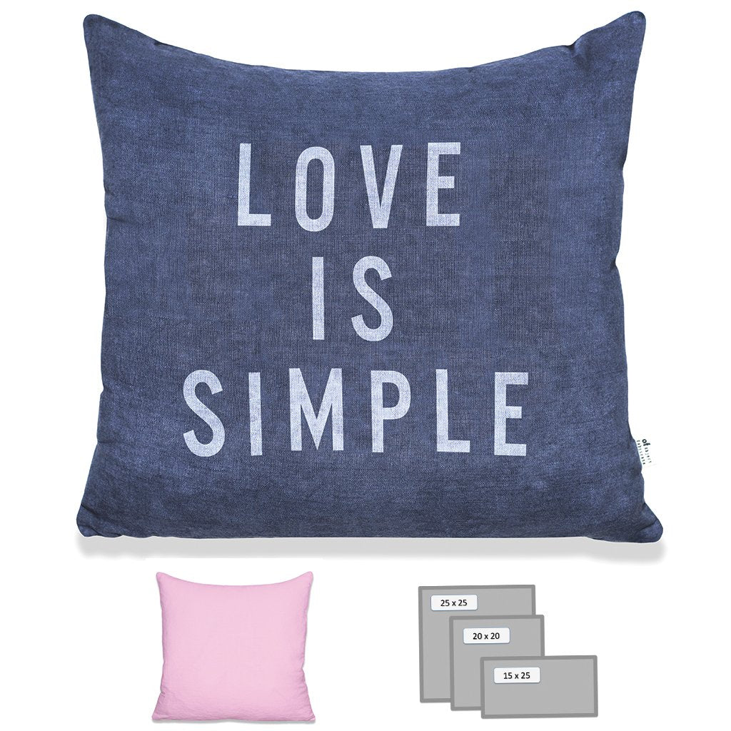 LOVE IS SIMPLE PILLOW IN HEAVY METAL BLUE