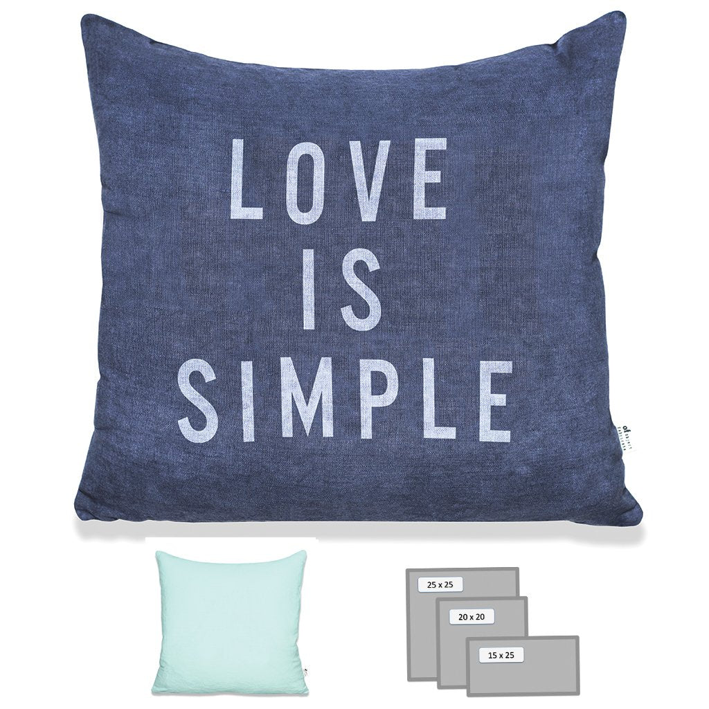 LOVE IS SIMPLE PILLOW IN HEAVY METAL BLUE