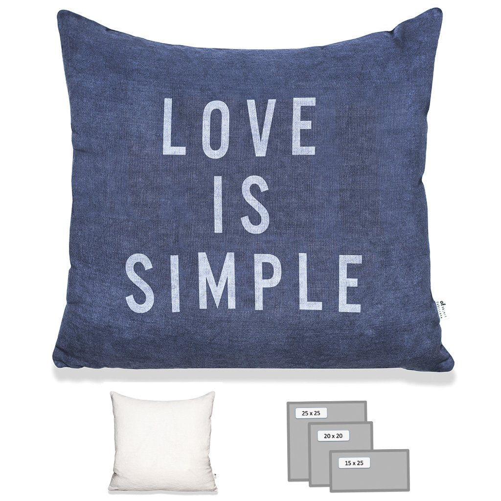 LOVE IS SIMPLE PILLOW IN HEAVY METAL BLUE