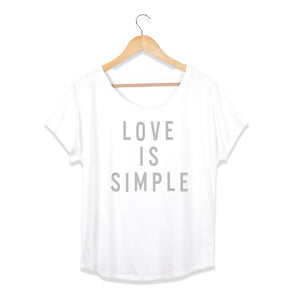 LOVE IS SIMPLE White Flowy Tee