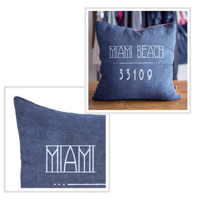 Miami Beach Pillow in Heavy Metal Blue