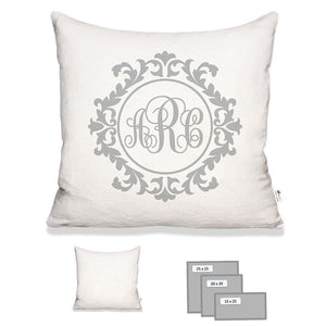 Fancy Monogram Pillow in White